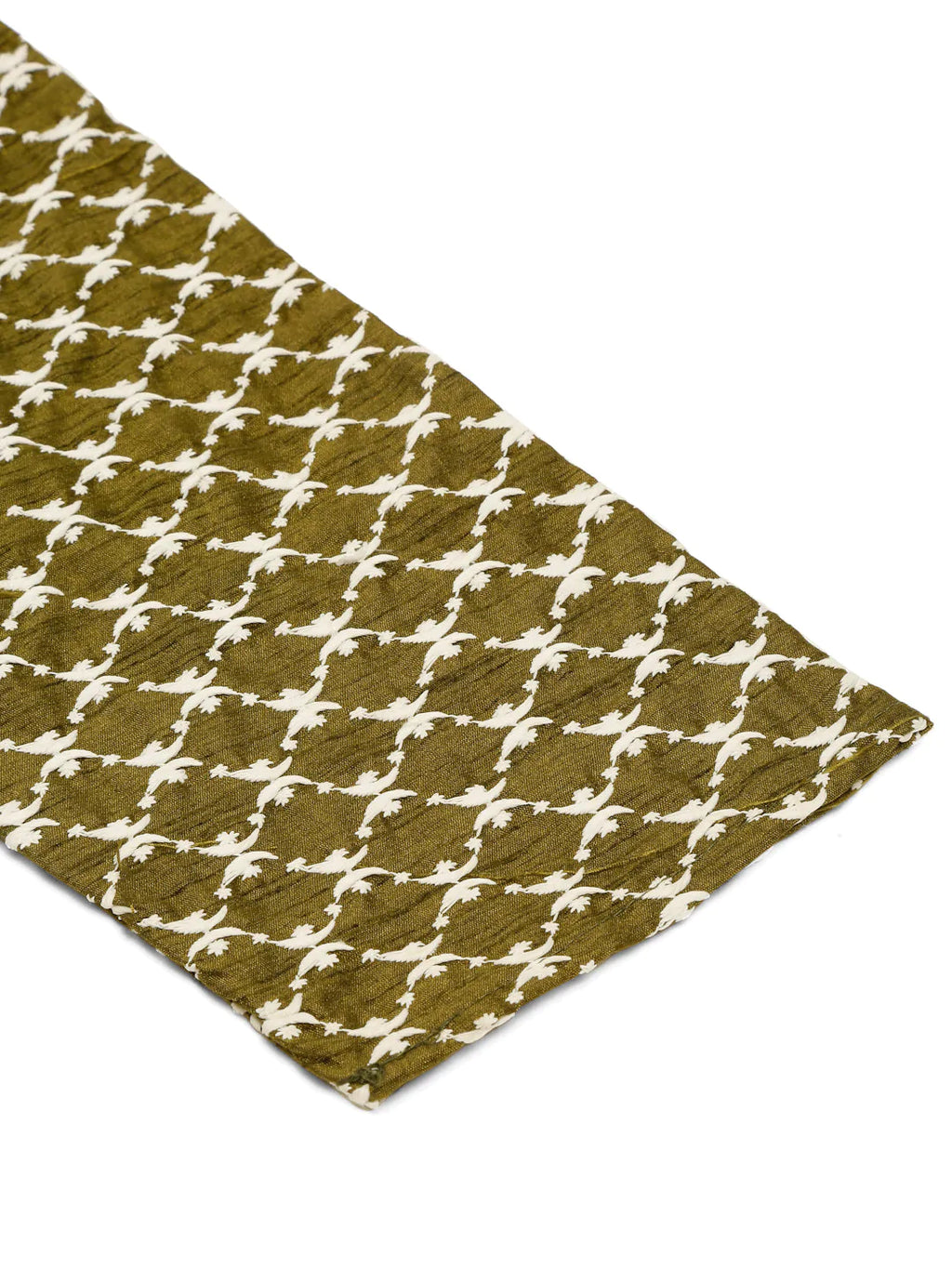 Jompers Men's Olive Green Chikankari Kurta with Churidar