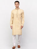 Jompers Men's Beige Woven Kurta Pajama