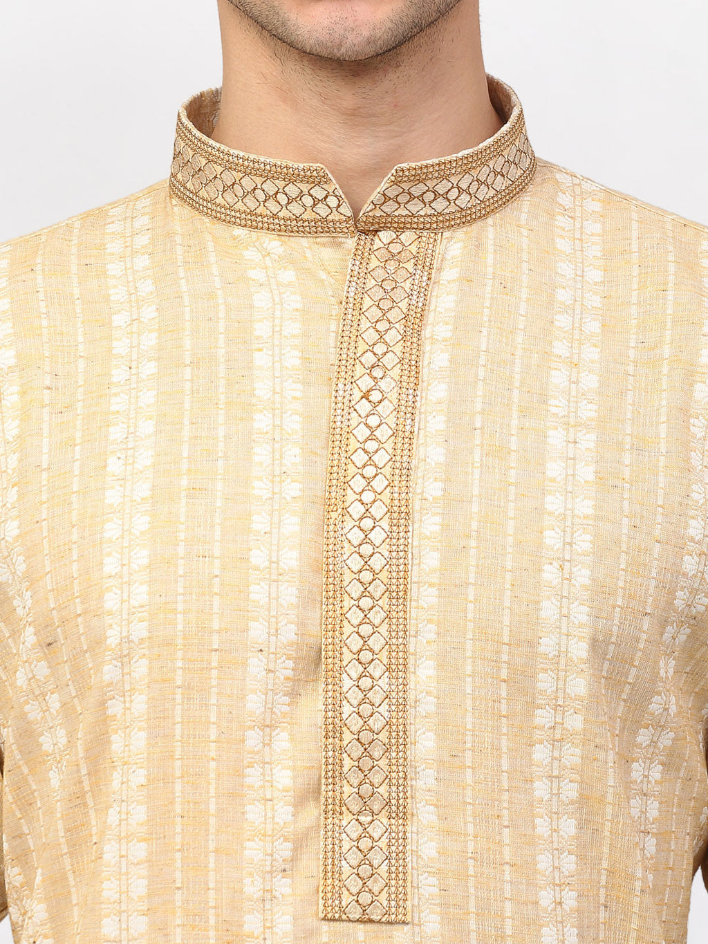 Jompers Men's Beige Woven Kurta Only