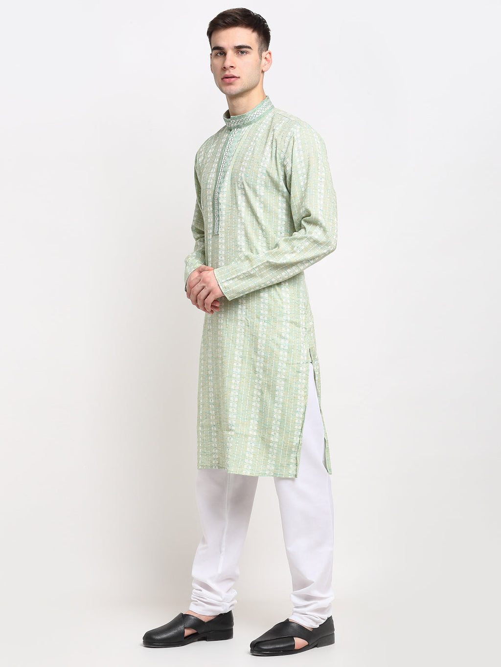 Jompers Men's Woven Kurta Pajama - Green