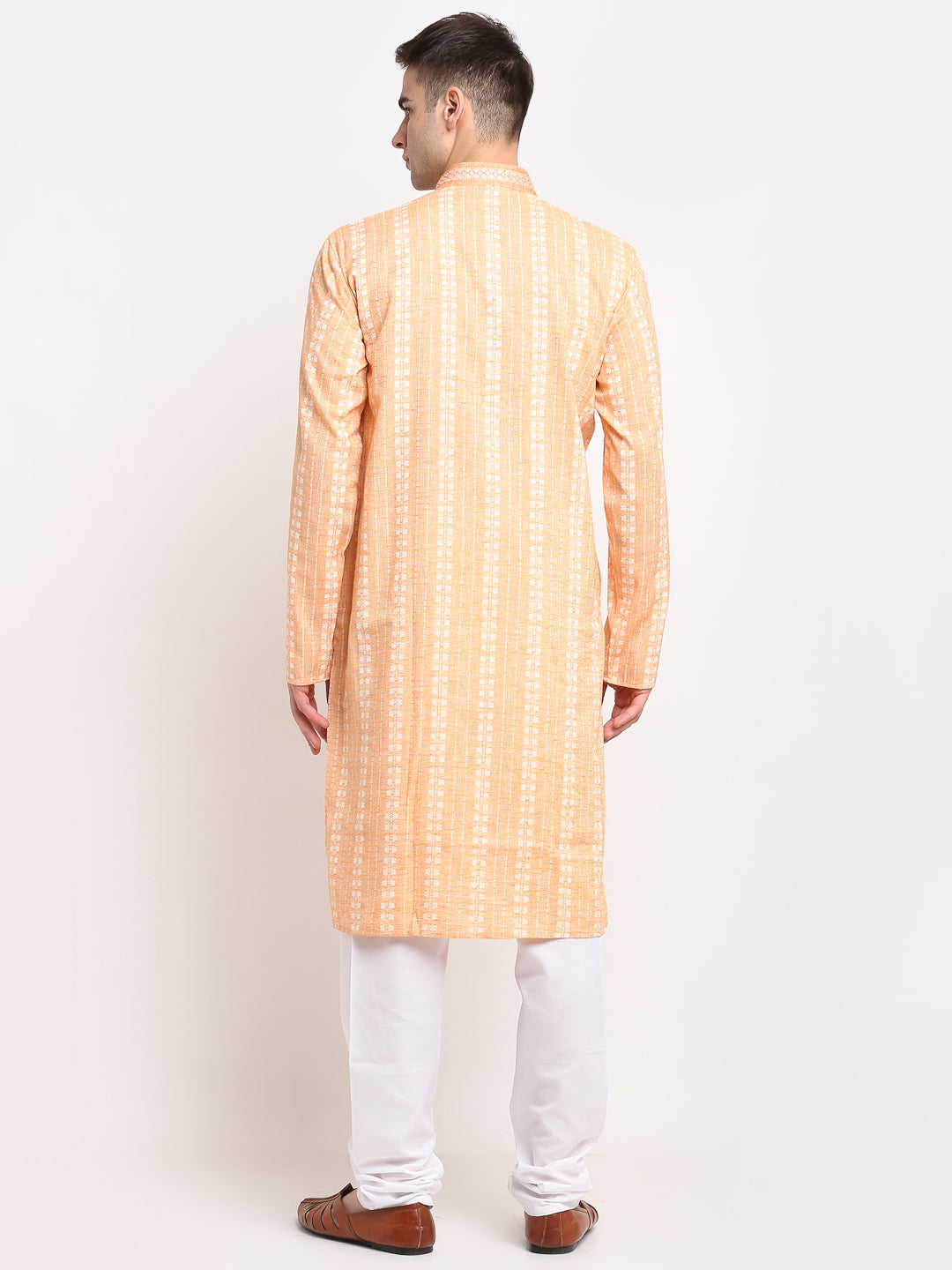 Jompers Men's Woven Kurta Pajama - Orange