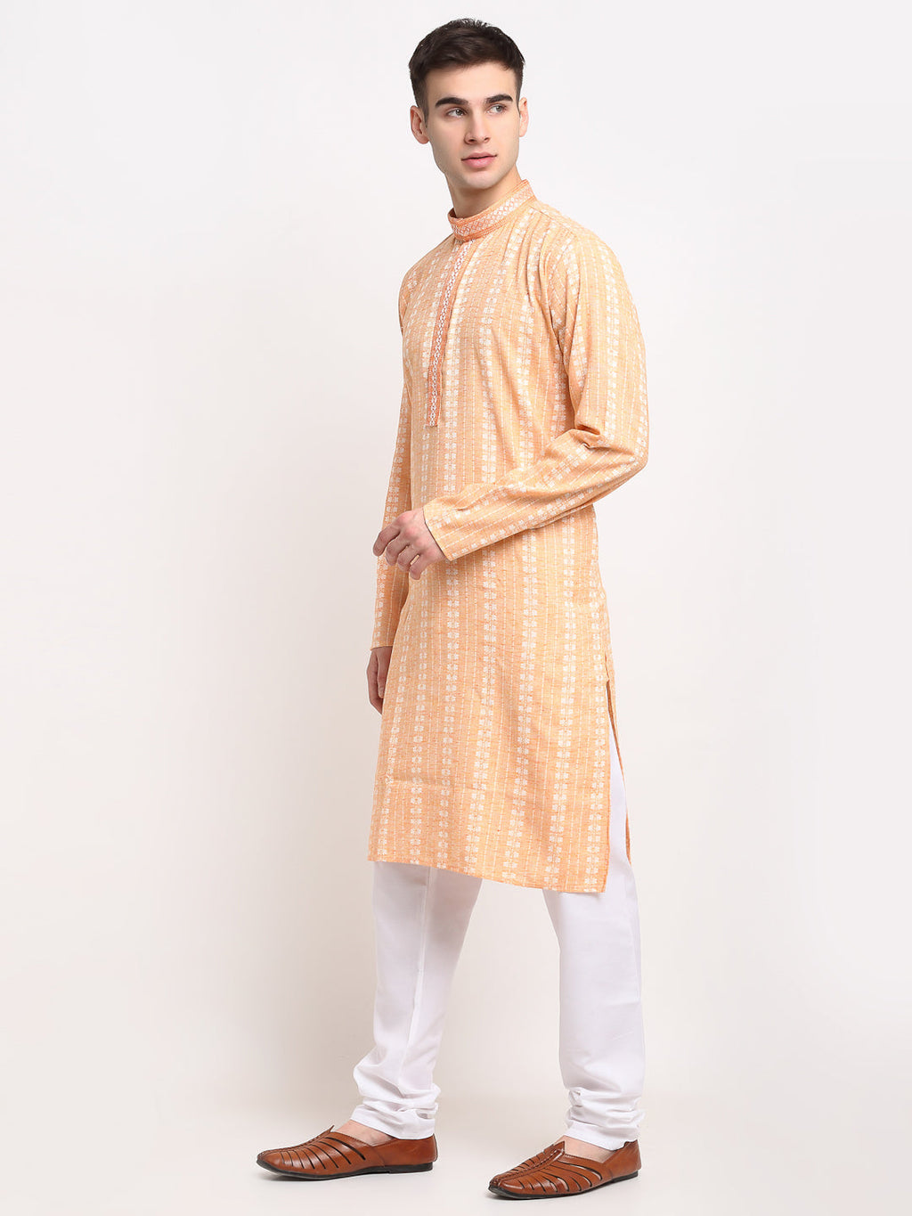 Jompers Men's Woven Kurta Pajama - Orange