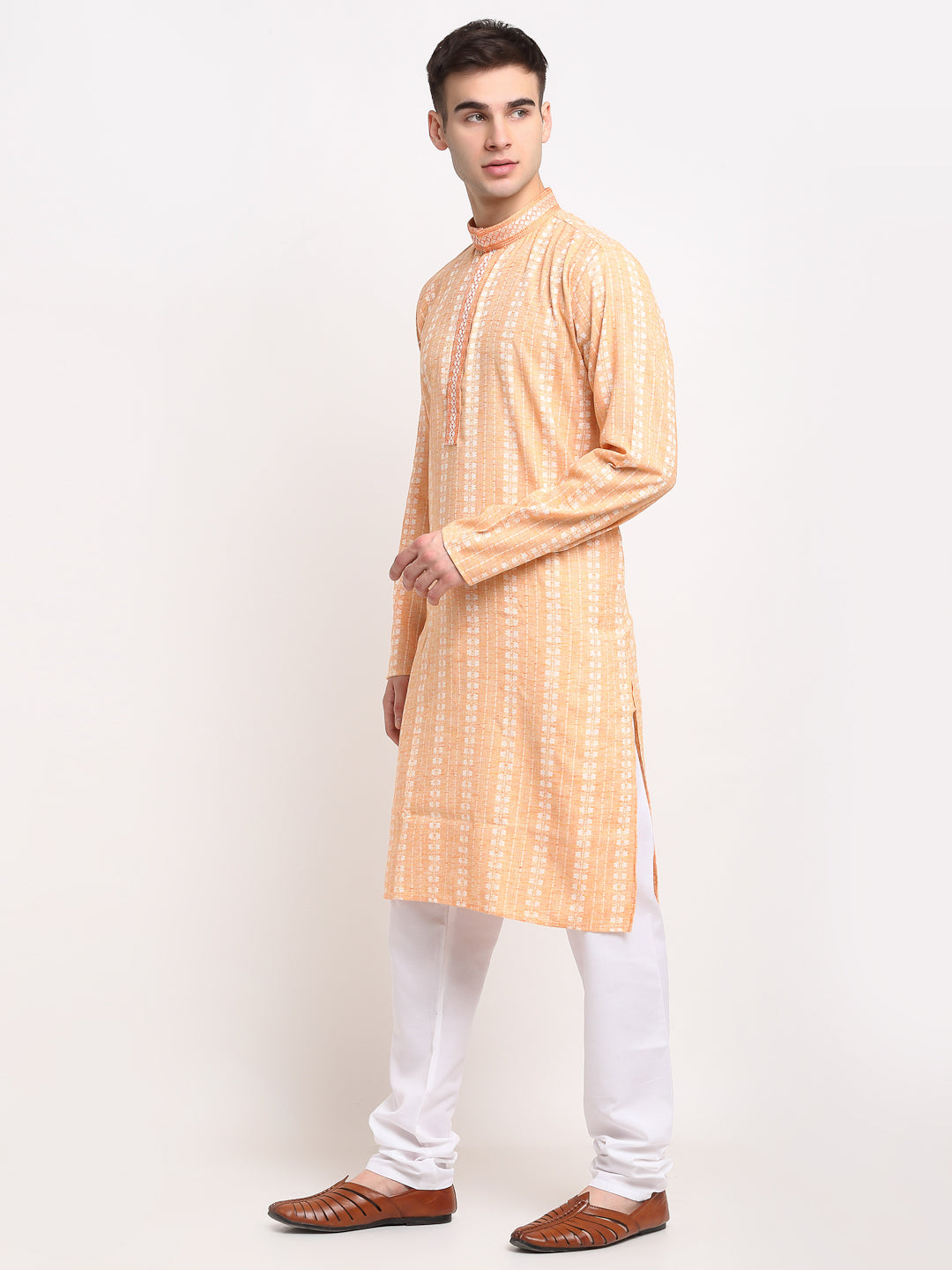 Jompers Men's Woven Kurta Pajama - Orange