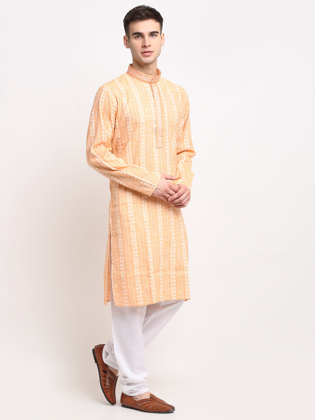 Jompers Men's Woven Kurta Pajama - Orange