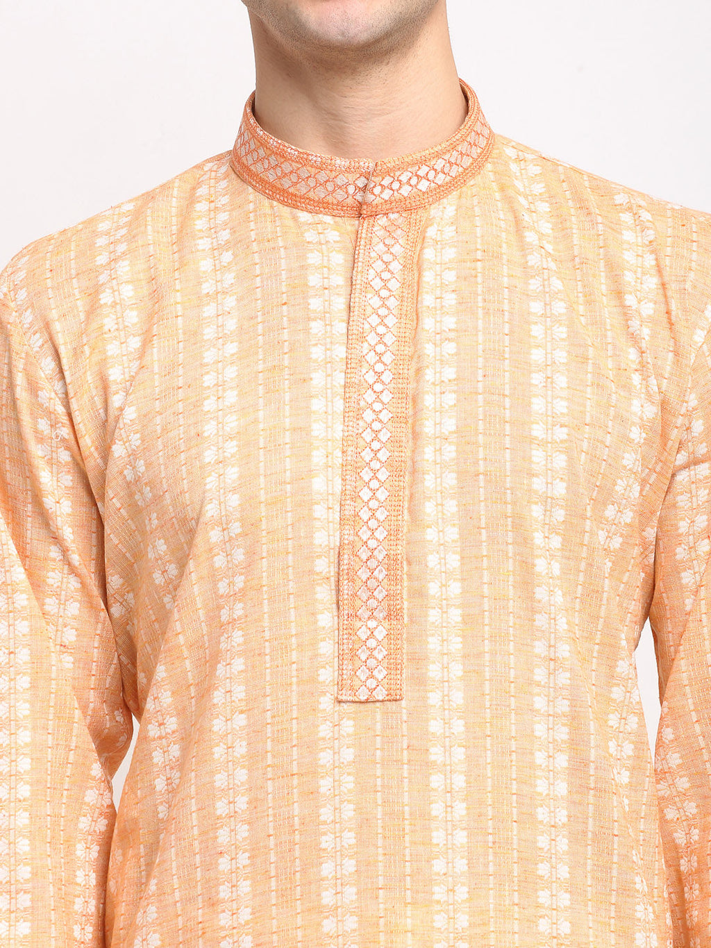 Jompers Men's Woven Kurta Pajama - Orange