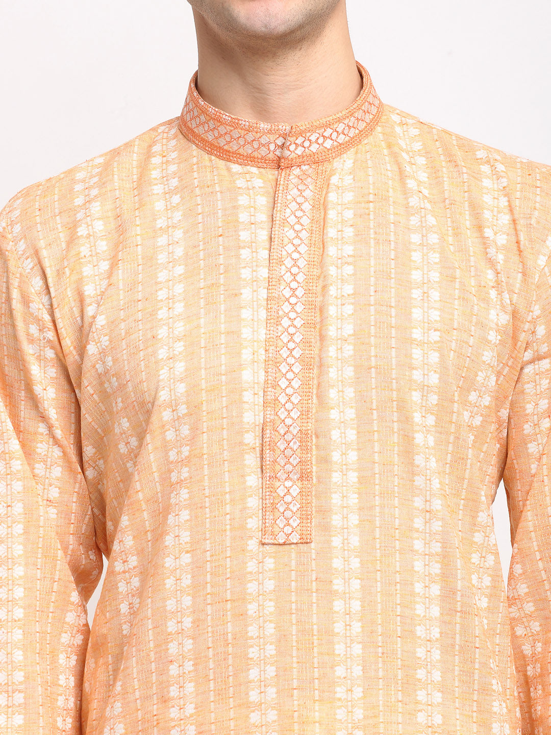 Jompers Men's Woven Kurta Pajama - Orange
