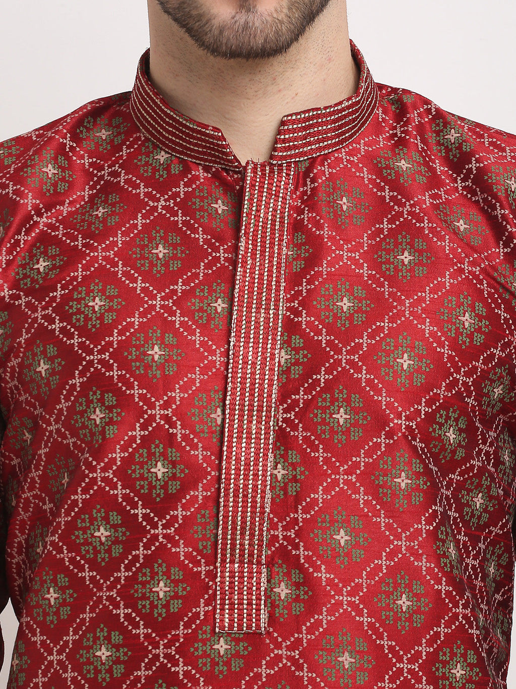 Jompers Men's Maroon Woven Kurta Only