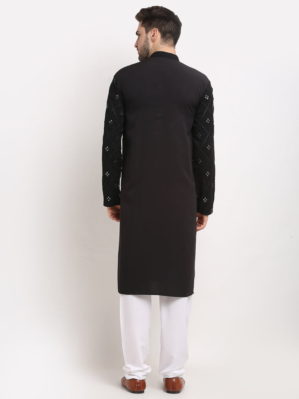 Jompers Men's Black Printed Mirror Kurta Only