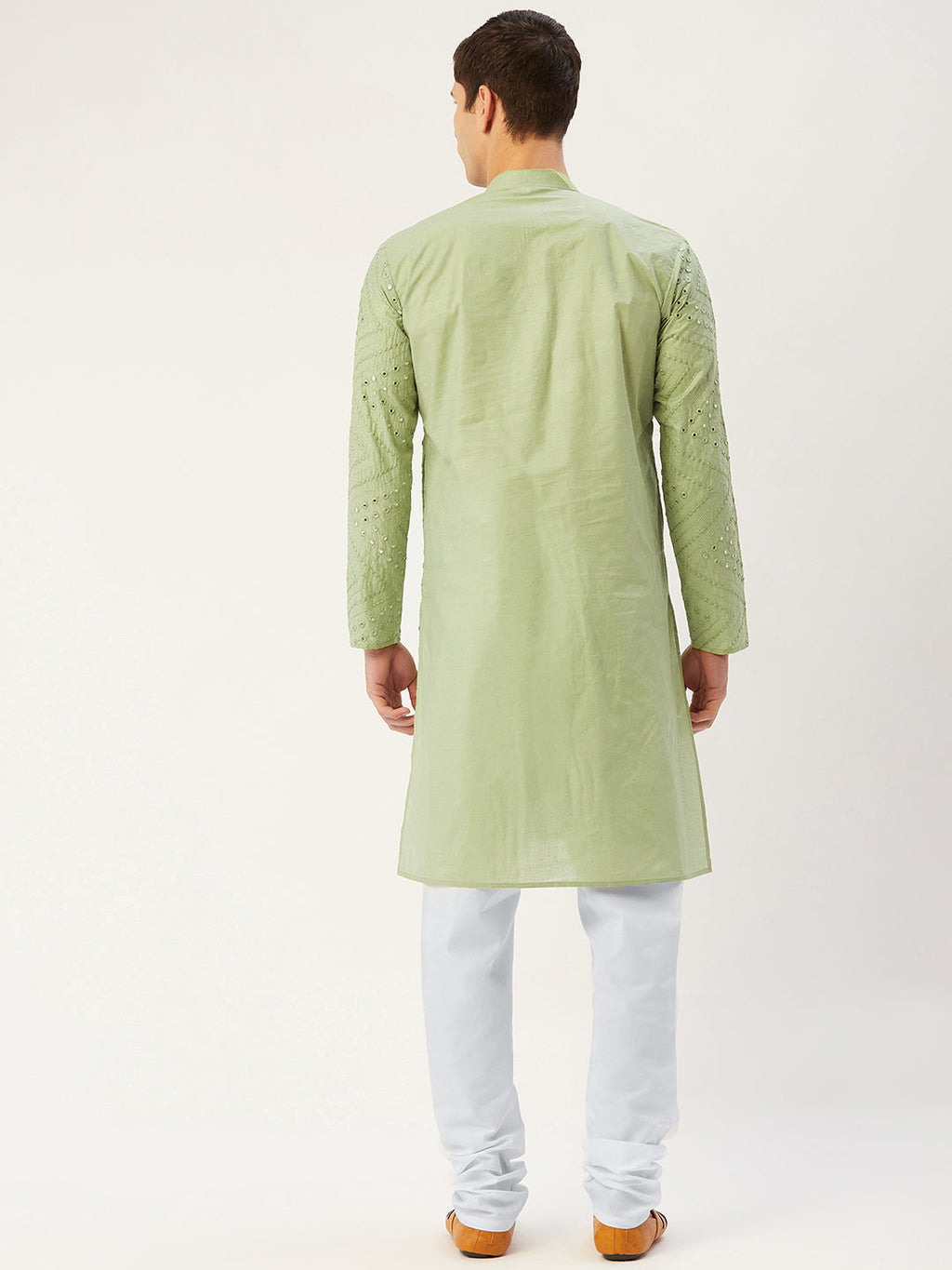 Jompers Men's Pista Embroidered Mirror Work Kurta Only