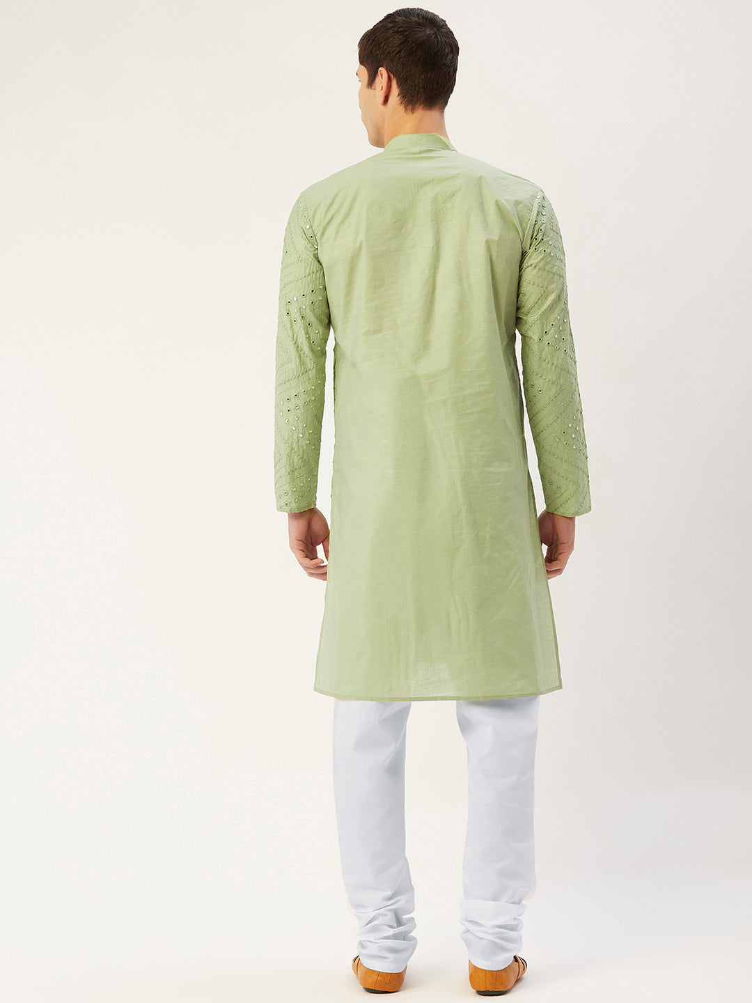 Jompers Men's Pista Embroidered Mirror Work Kurta Only