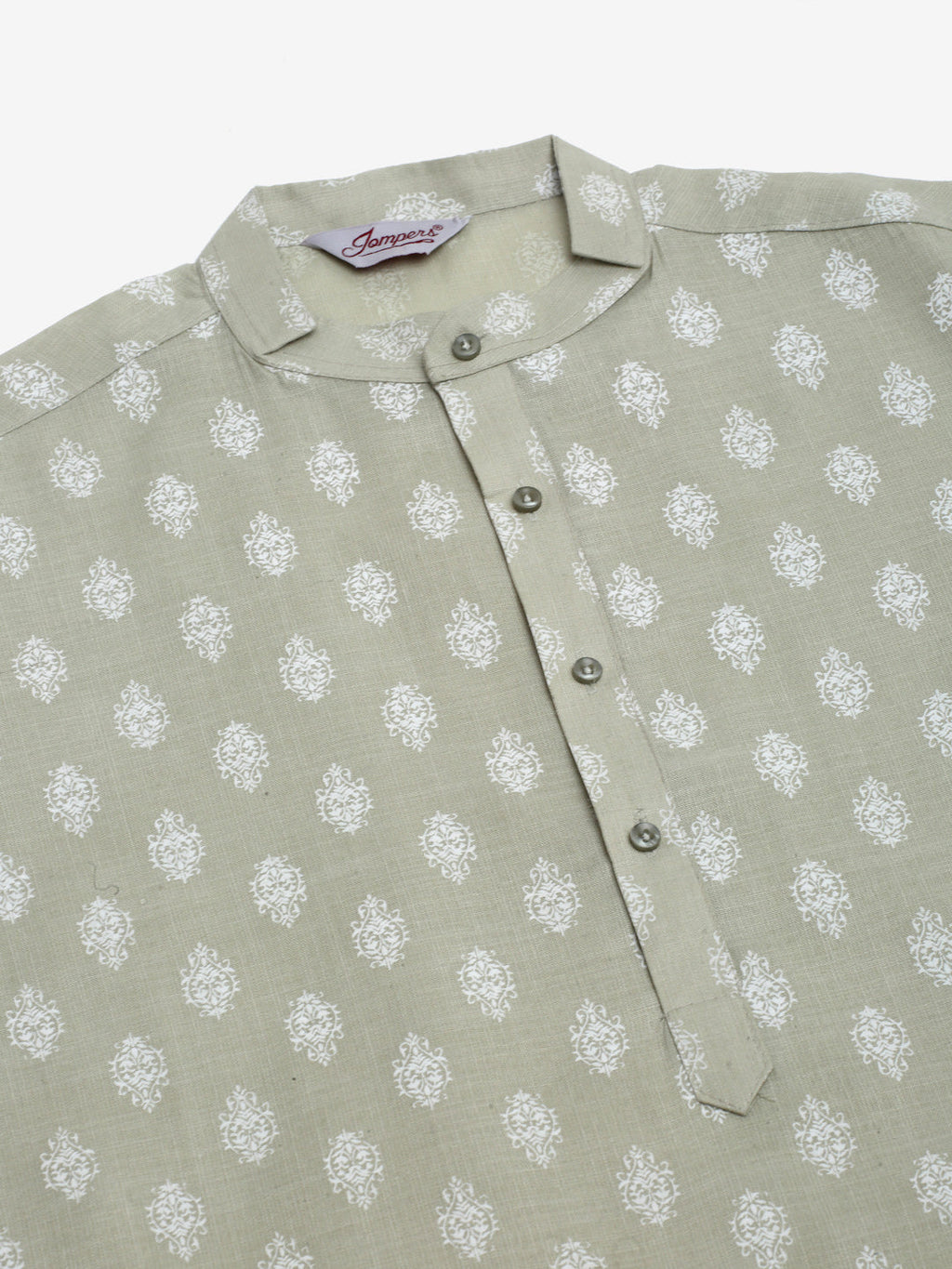 Jompers Men's Cotton Floral printed kurta Pyjama Set - Grey