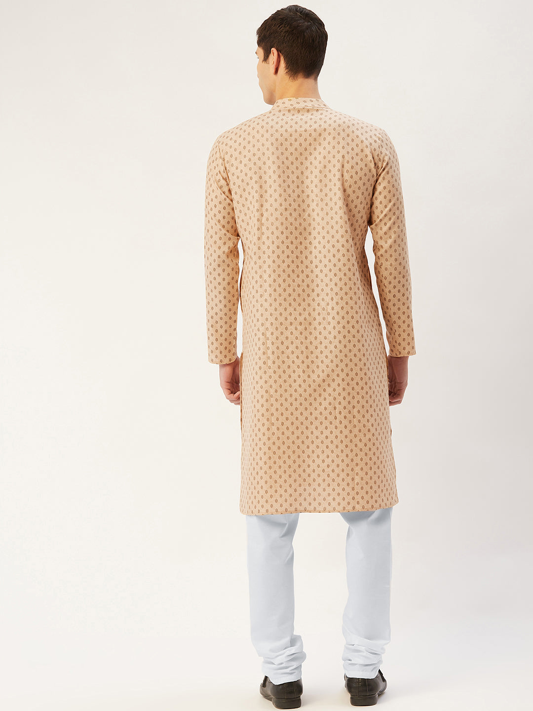 Jompers Men's Beautiful Beige Cotton printed kurta Only