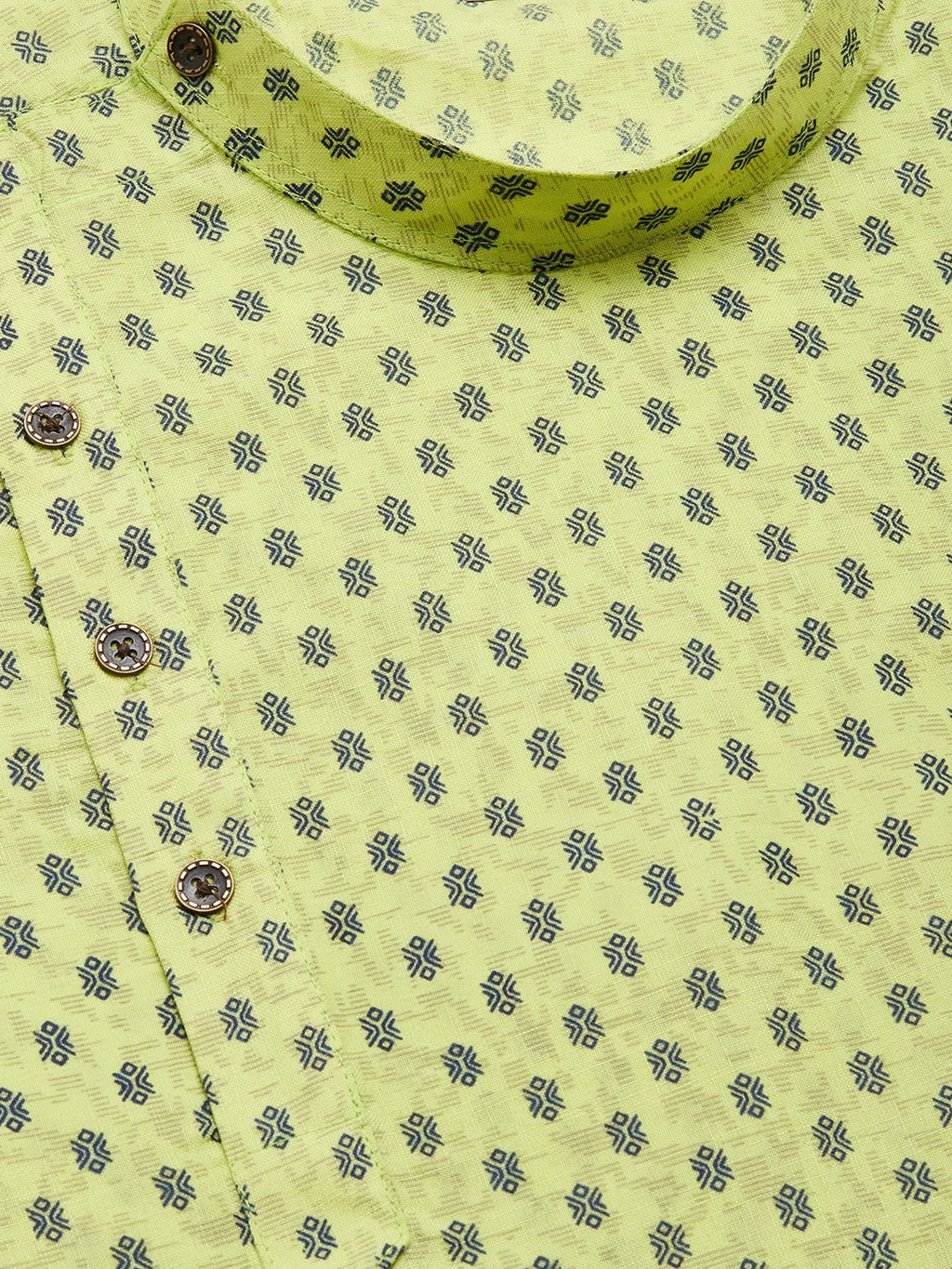 Jompers Men's Green Cotton printed kurta Only