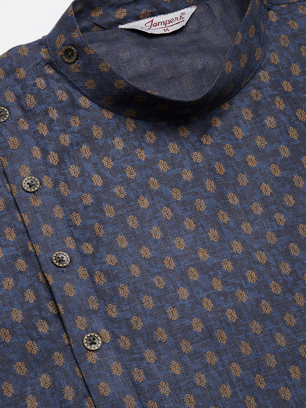 Jompers Men's Navy Cotton printed kurta Only