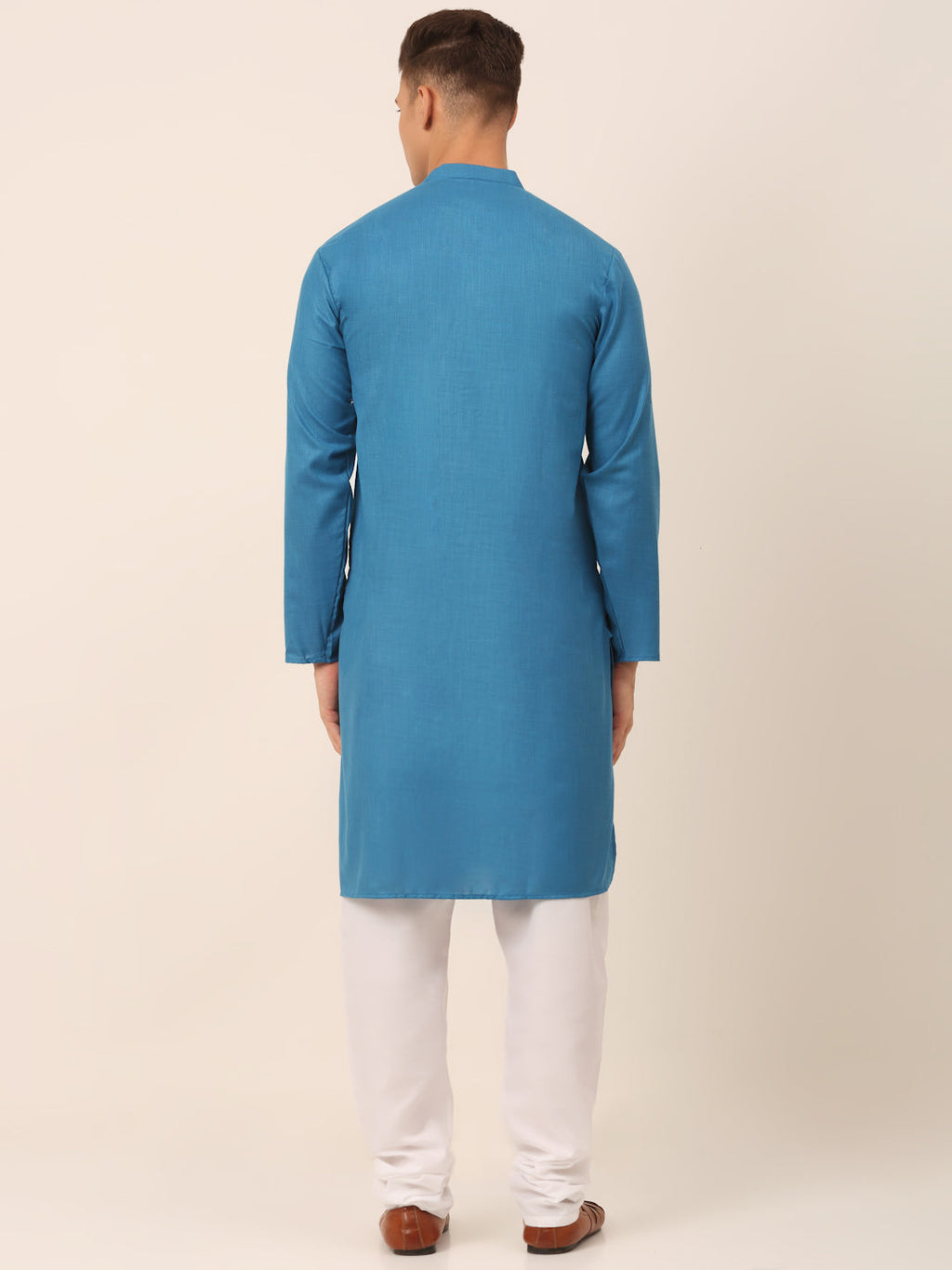 Jompers Men's Cotton Embroidered Kurta Pajama Sets - Peacock