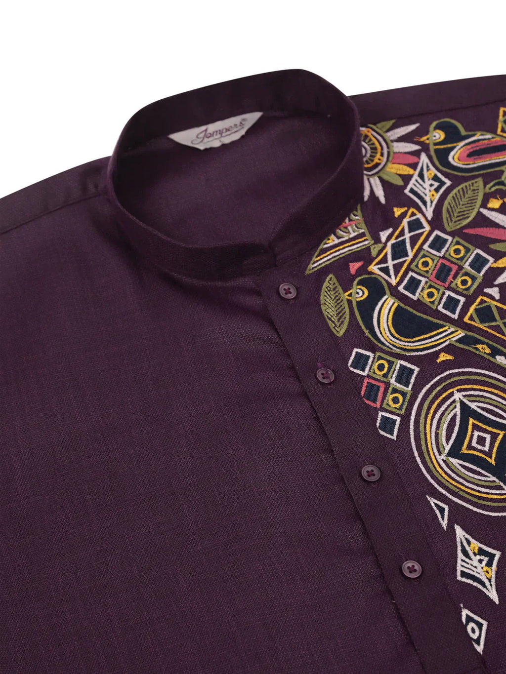 Jompers Men's Cotton Embroidered Kurta Pajama Sets - Purple