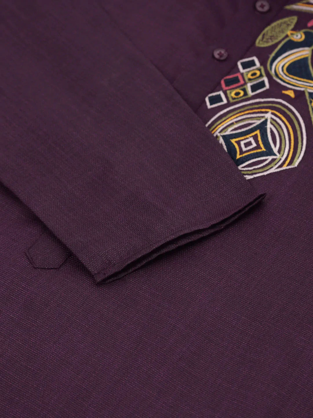 Jompers Men's Cotton Embroidered Kurta Pajama Sets - Purple
