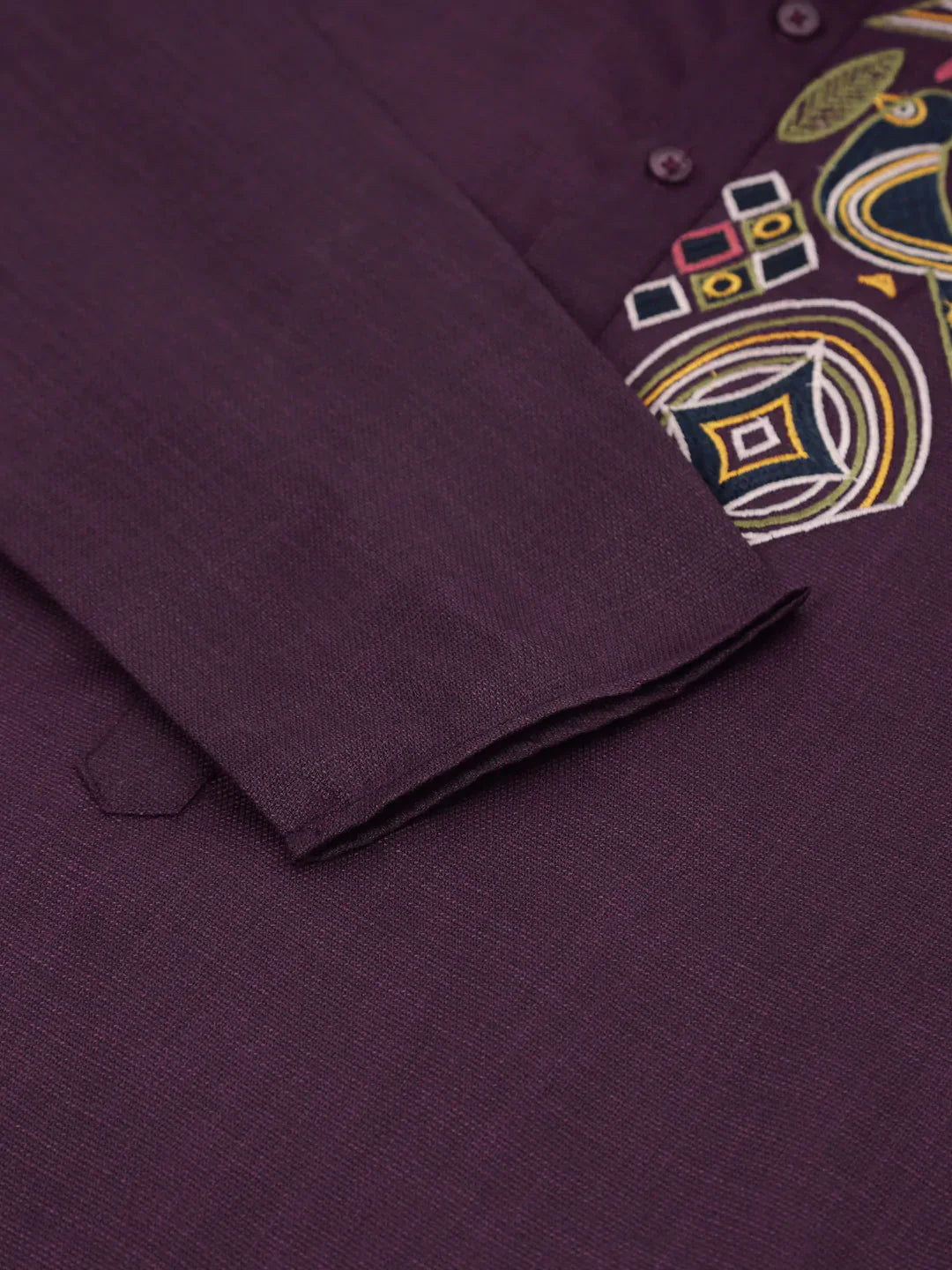 Jompers Men's Cotton Embroidered Kurta Pajama Sets - Purple