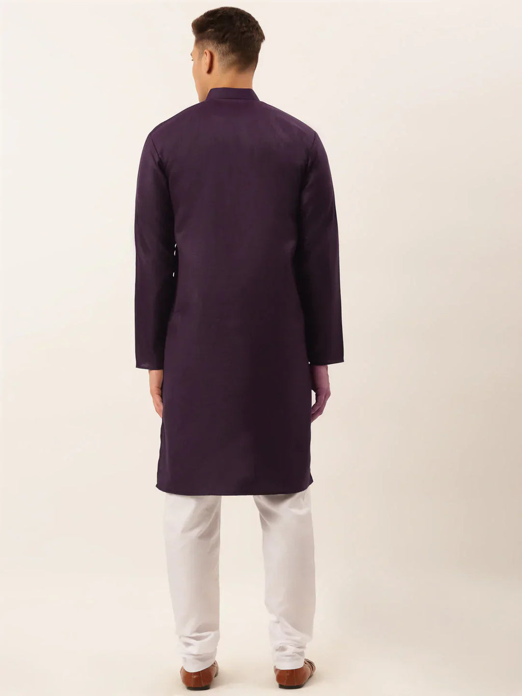 Jompers Men's Cotton Embroidered Kurta Pajama Sets - Purple