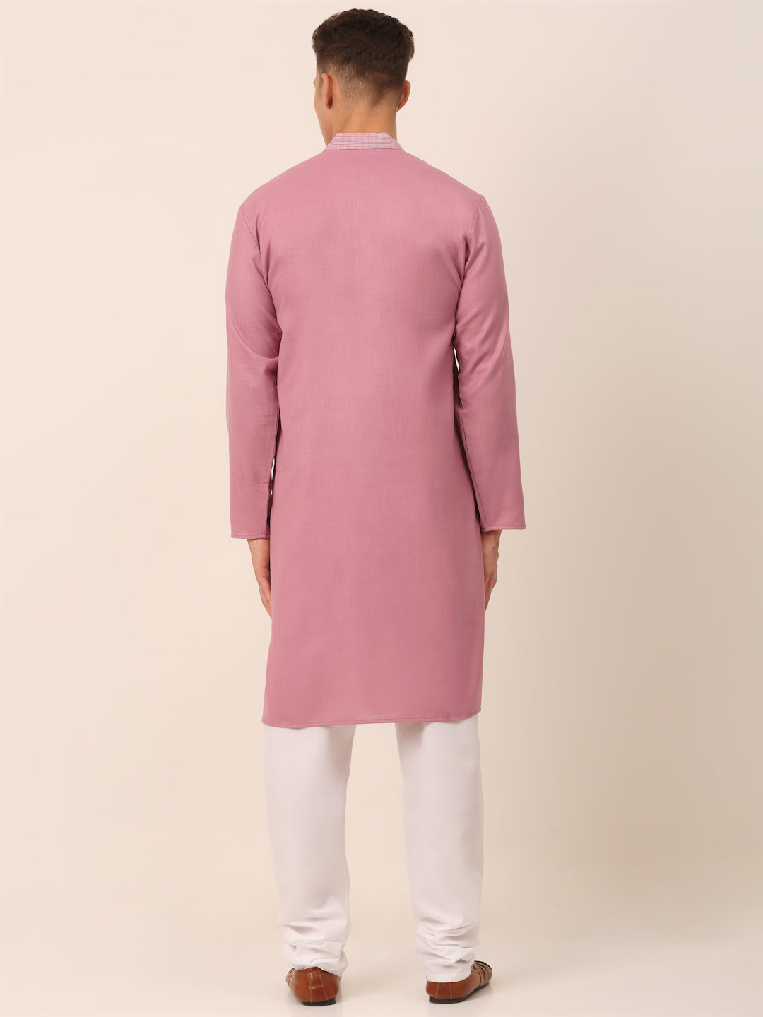 Jompers Men's Magenta Pink Embroidered Kurta Pajama Sets