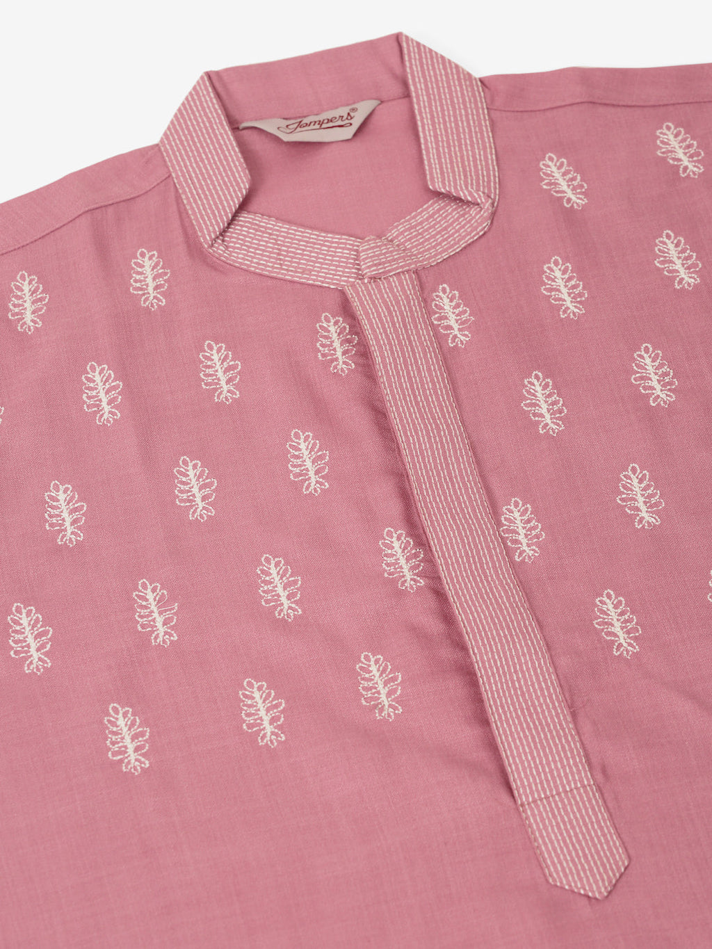 Jompers Men's Magenta Pink Embroidered Kurta Pajama Sets