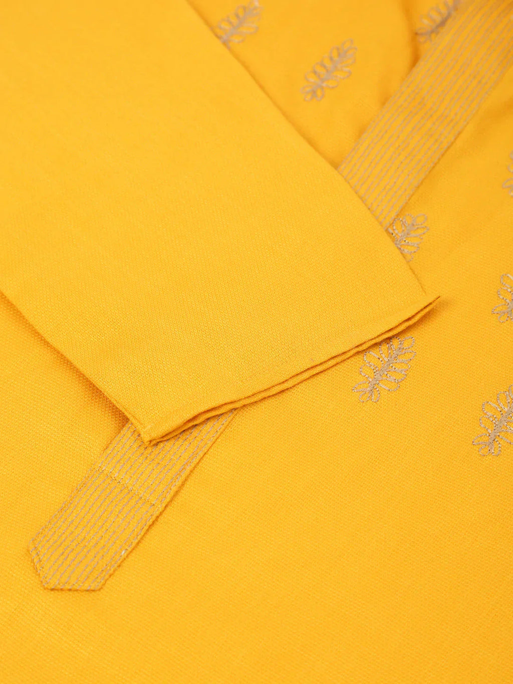 Jompers Men's Cotton Embroidered Kurta Pajama Sets - Mustard