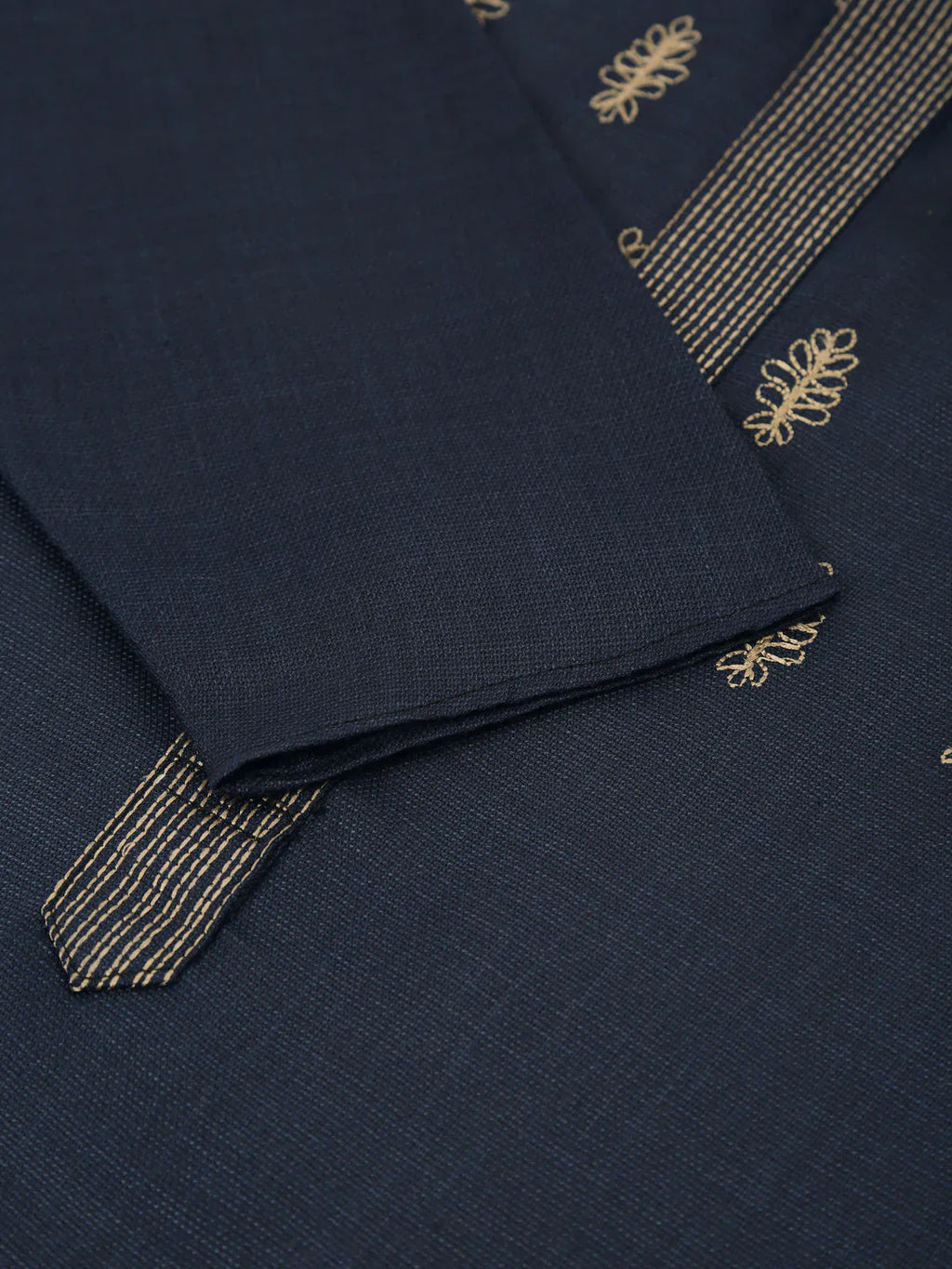 Jompers Men's Cotton Embroidered Kurta Pajama Sets - Navy Blue
