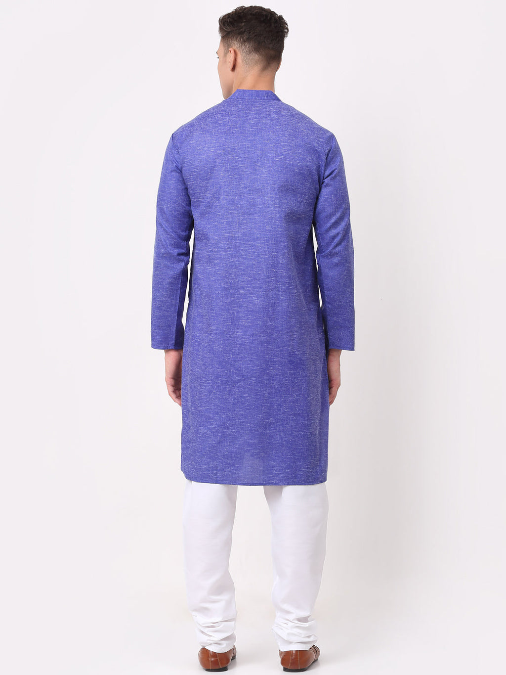 Jompers Men's Cotton Solid Kurta Pajama Sets - Blue