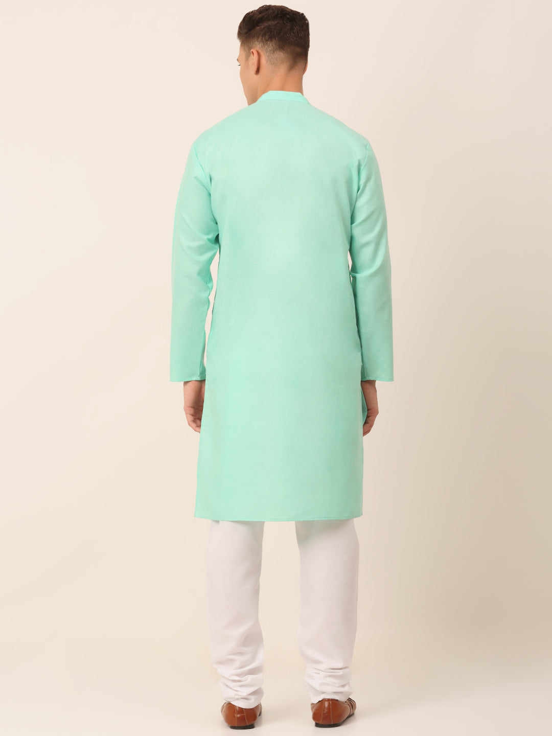 Jompers Men's Cotton Solid Kurta Pajama Sets - Green