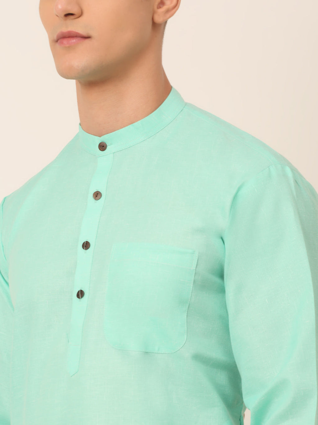 Jompers Men's Cotton Solid Kurta Pajama Sets - Green