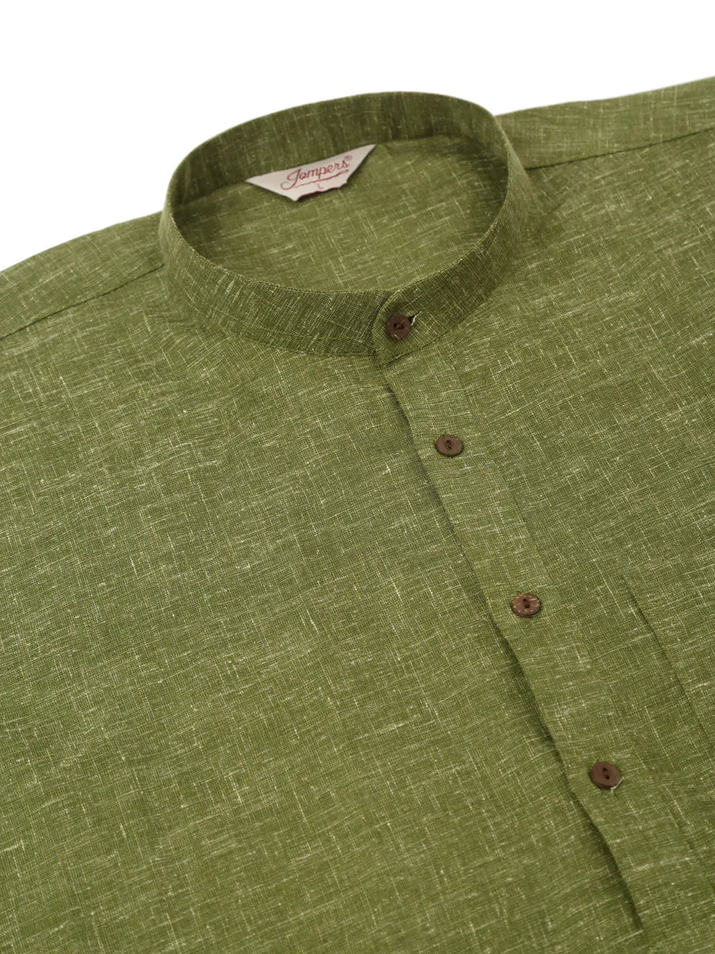 Jompers Men's Cotton Solid Kurta Pajama Set - Olive