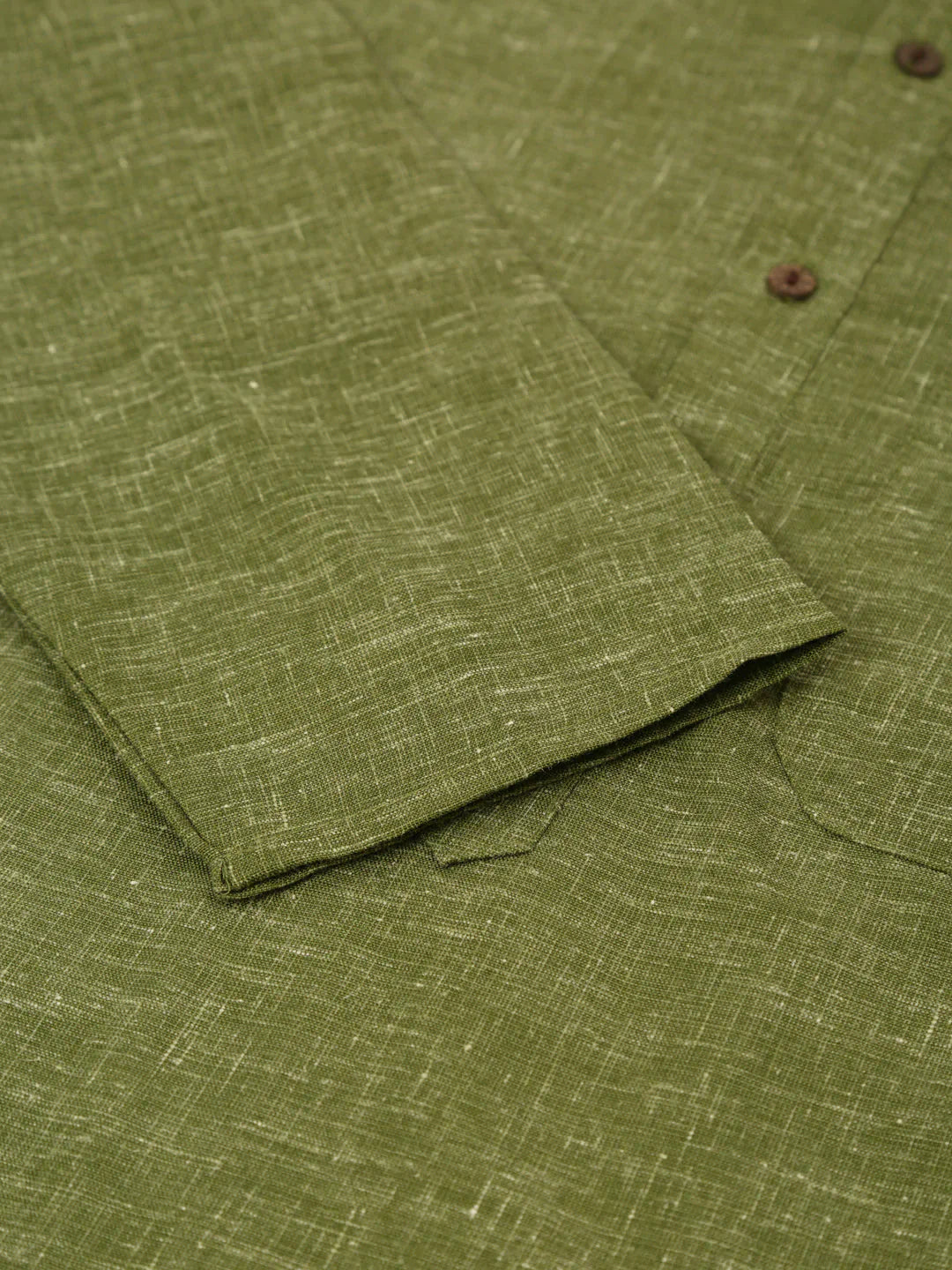 Jompers Men's Cotton Solid Kurta Pajama Set - Olive
