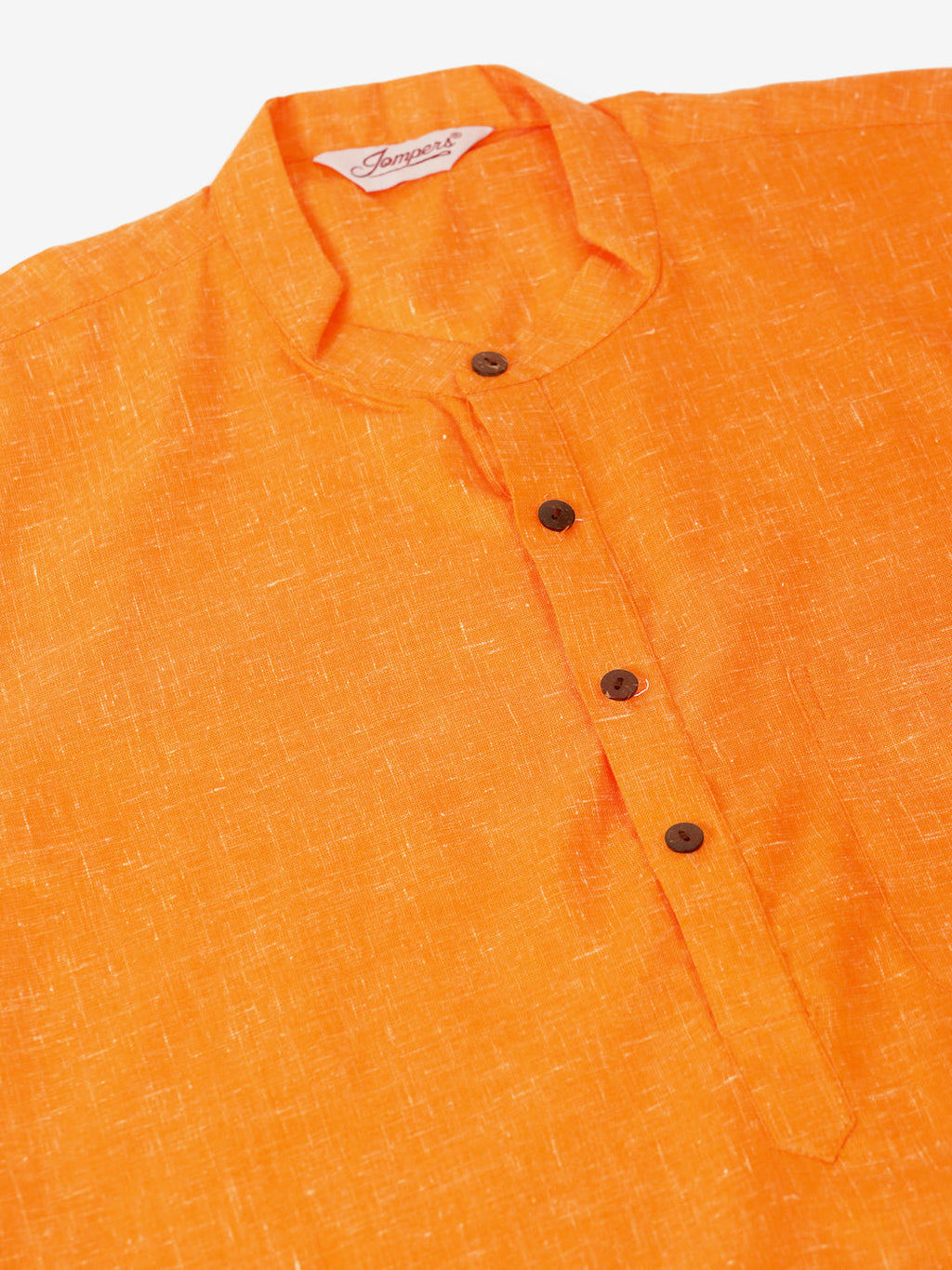 Jompers Men's Cotton Solid Kurta Pajama Sets - Orange