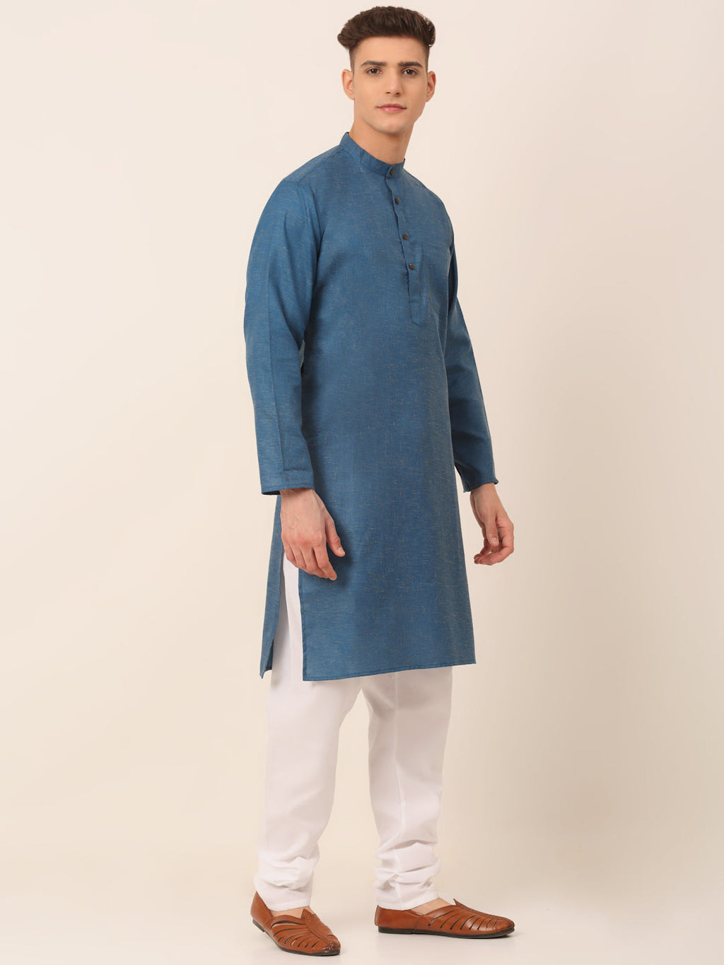 Jompers Men's Cotton Solid Kurta Pajama Sets - Peacock