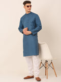 Jompers Men's Cotton Solid Kurta Pajama Sets - Peacock