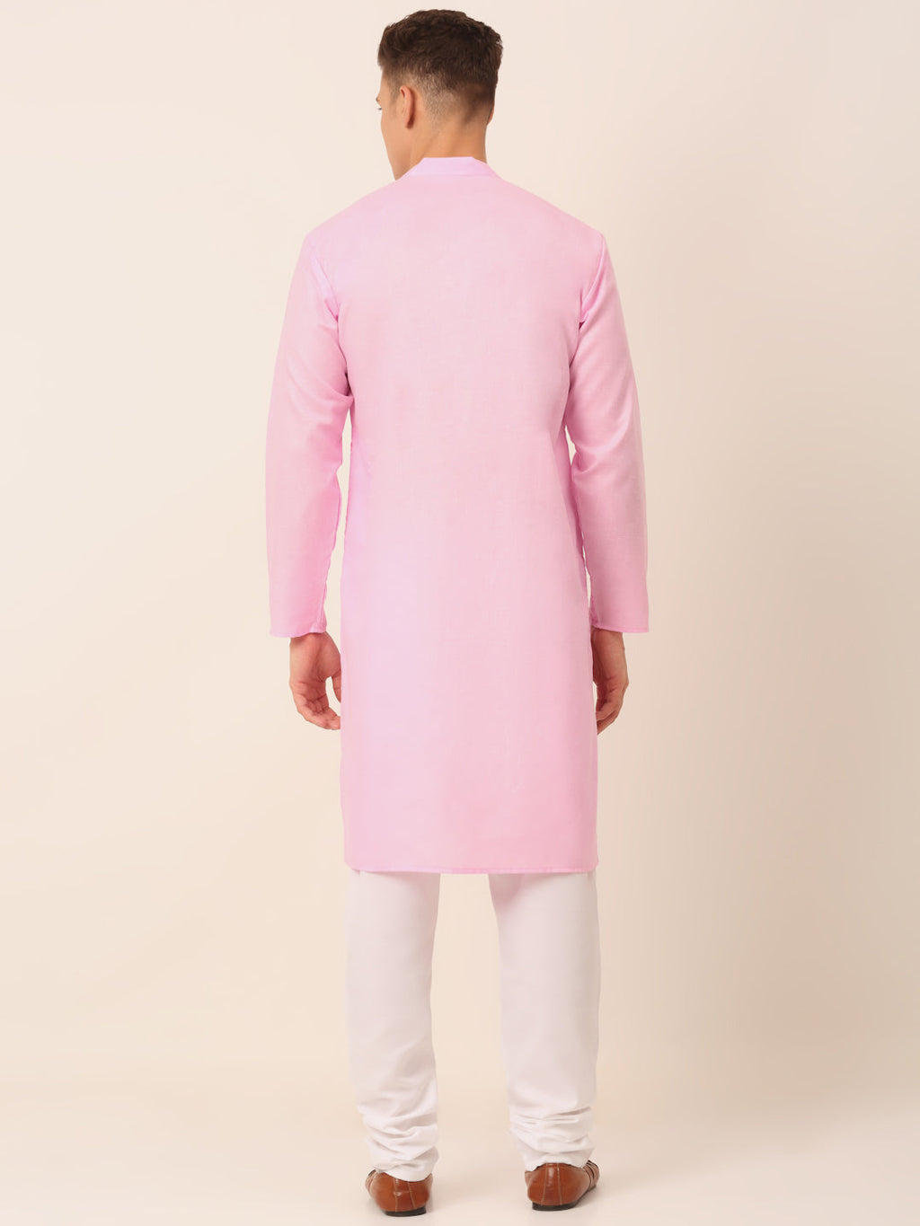 Jompers Men's Cotton Solid Kurta Pajama Sets - Pink