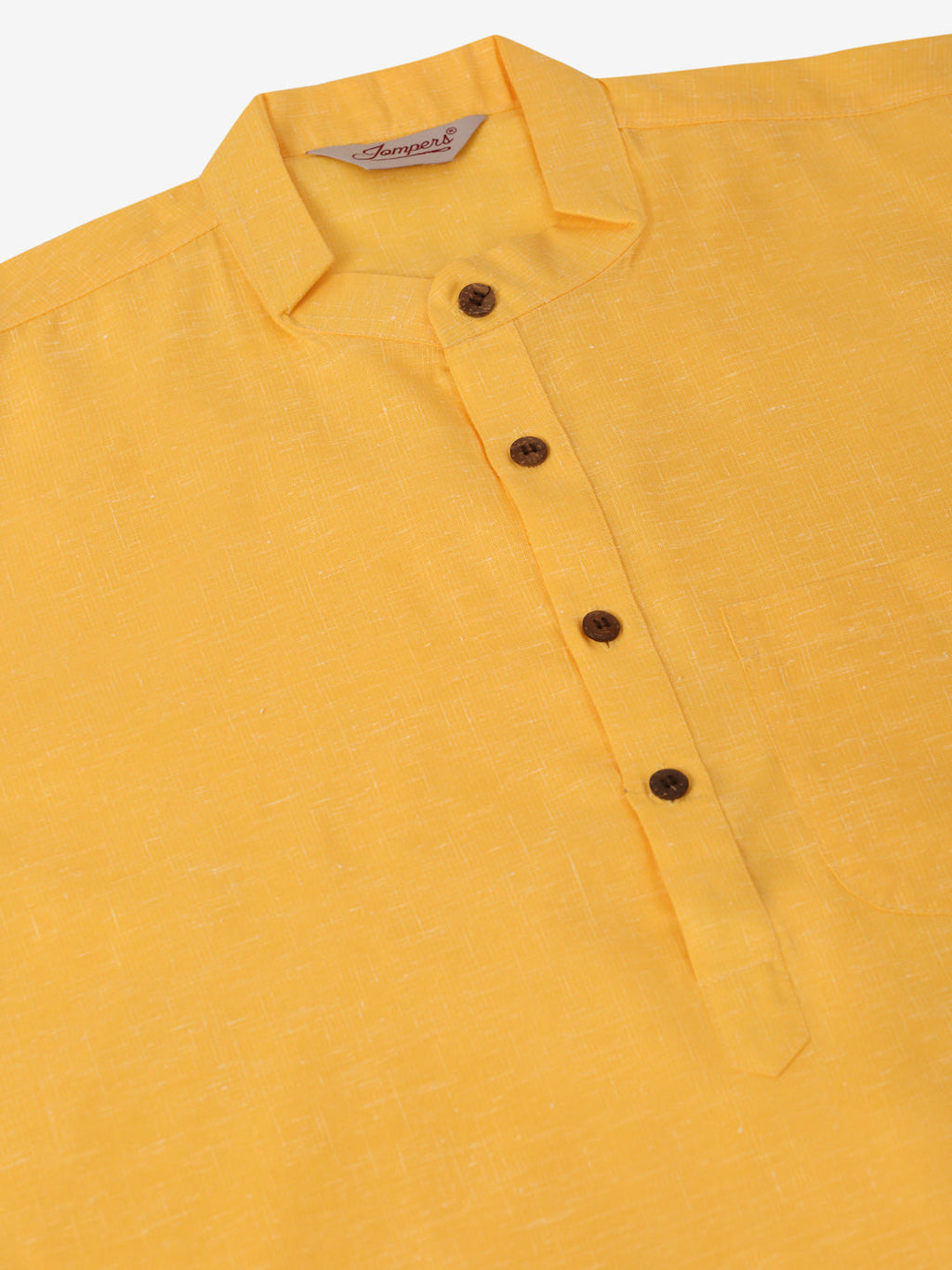 Jompers Men's Cotton Solid Kurta Pajama Sets - Yellow