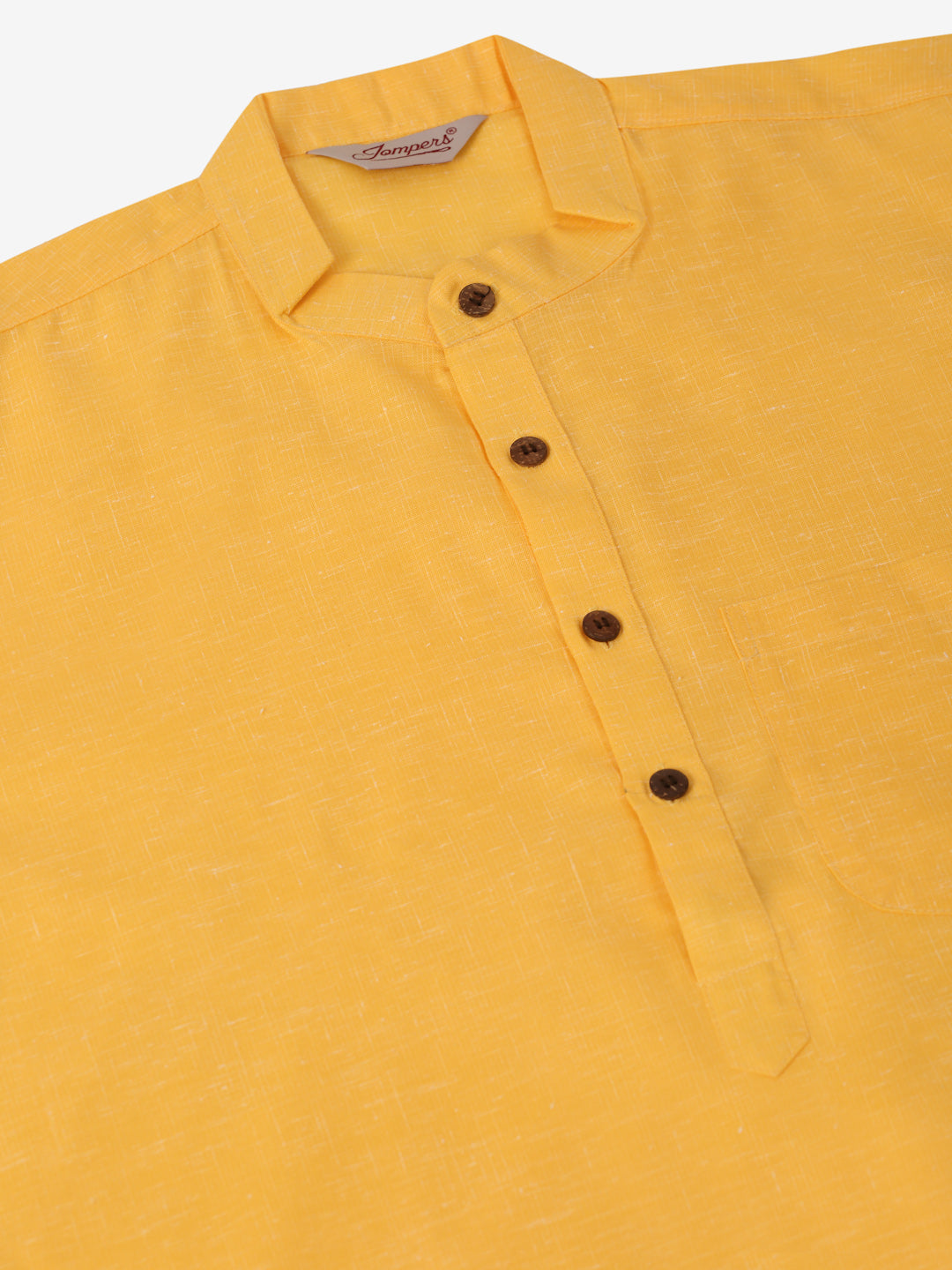 Jompers Men's Cotton Solid Kurta Pajama Sets - Yellow