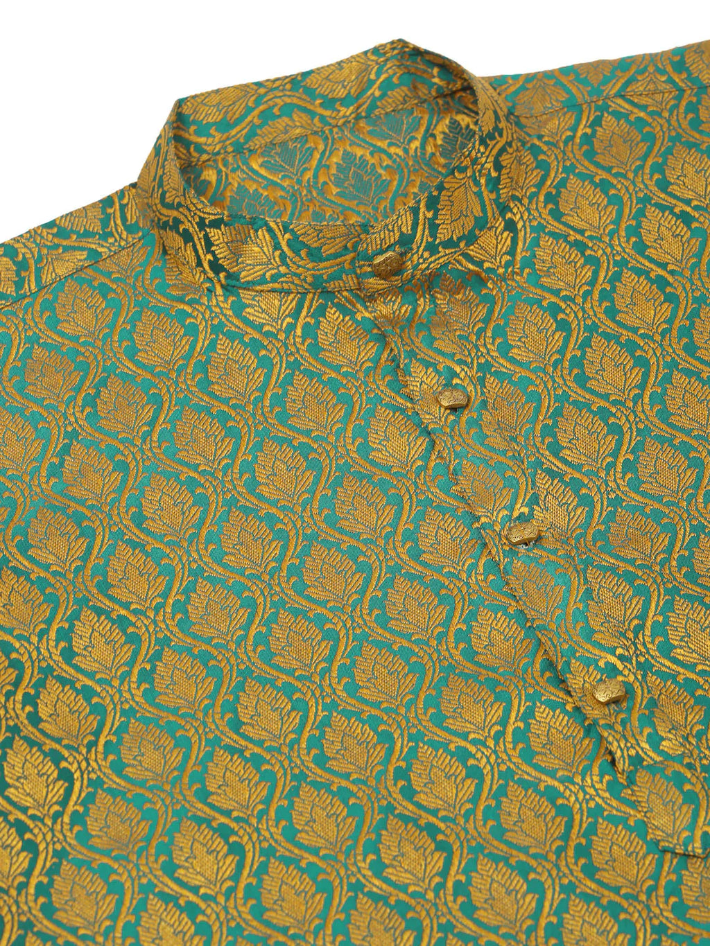 Jompers Men's Woven Design Jacquard Kurta Pyjama - Green
