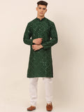 Jompers Men's Green Mirror Work Kurta Pyjama