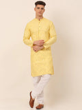 Jompers Men's Lemon Mirror Work Kurta Pyjama