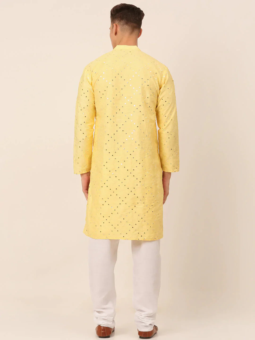 Jompers Men's Lemon Mirror Work Kurta Pyjama