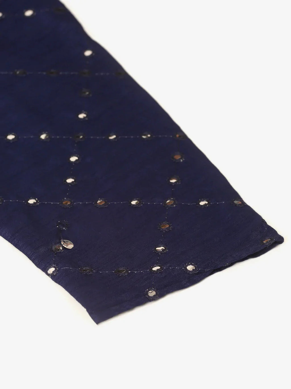 Jompers Men's Navy Blue Mirror Work Kurta Pyjama