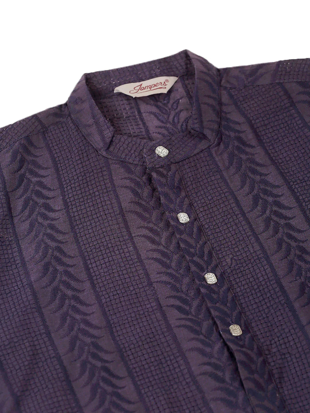 Jompers Men's Pure Cottom Embroidered Kurta Pyjama Set - Navy Blue