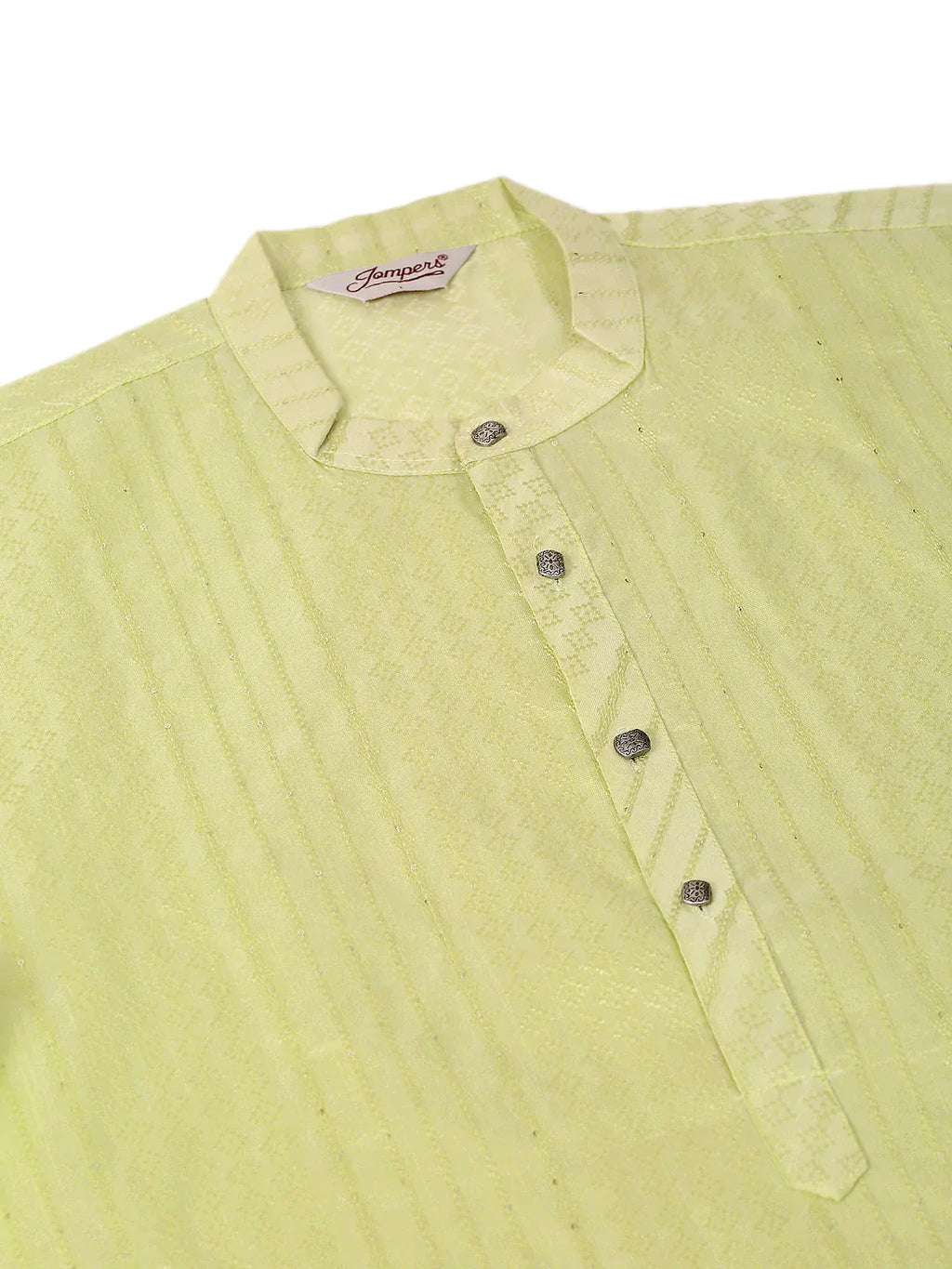 Jompers Men's Silk Blend Sequence Embroidered Kurta Pyjama Set - Green