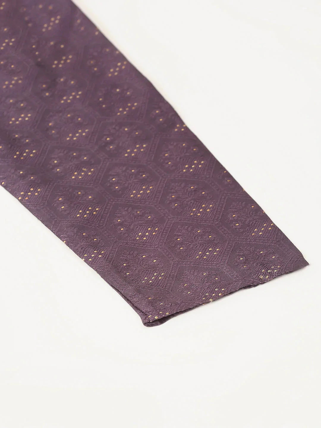 Jompers Men's Silk Blend Collar Embroidered Kurta Pyjama Set - Purple