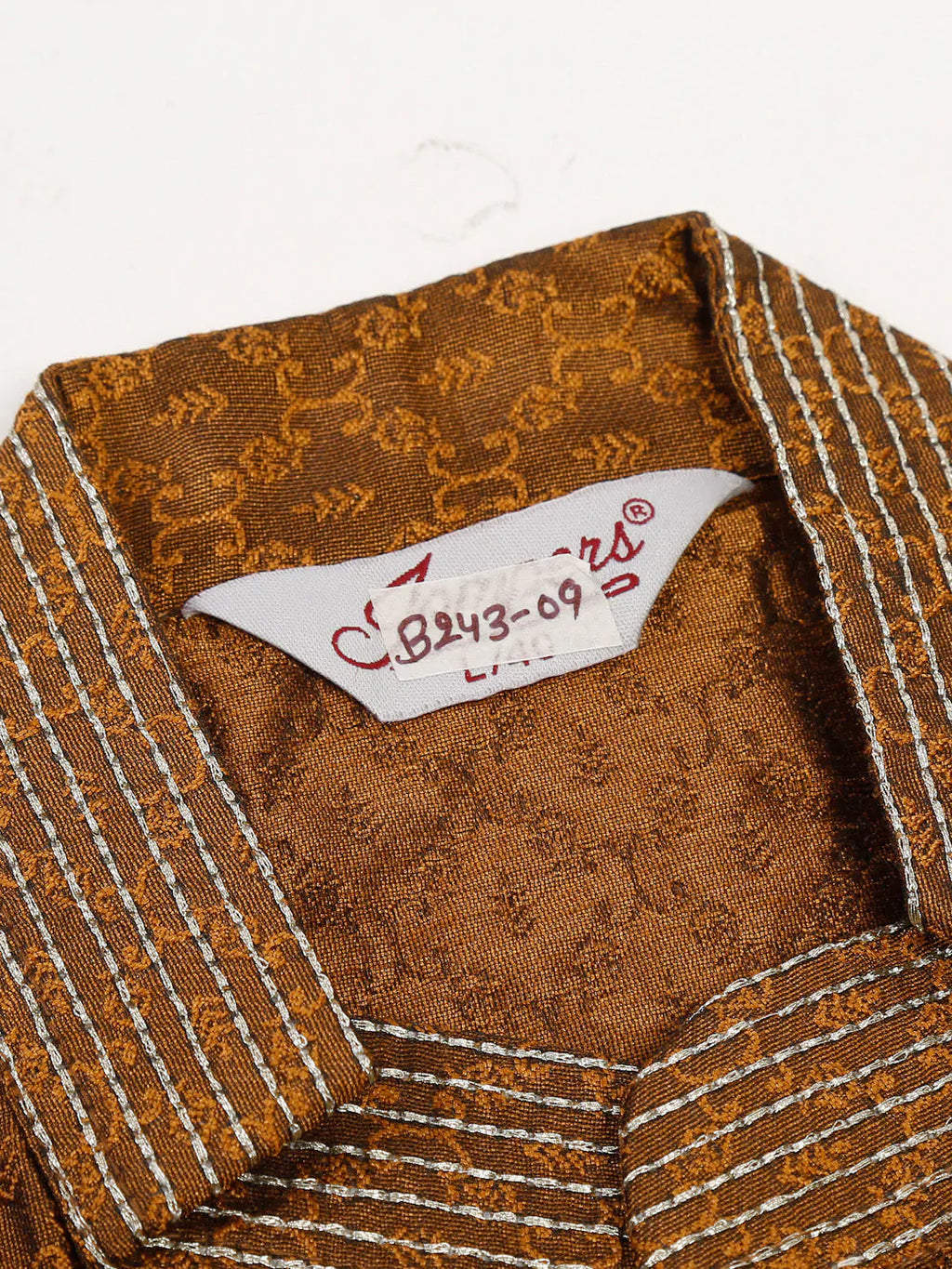 Jompers Men's Silk Blend Collar Embroidered Kurta Pyjama Set - Brown