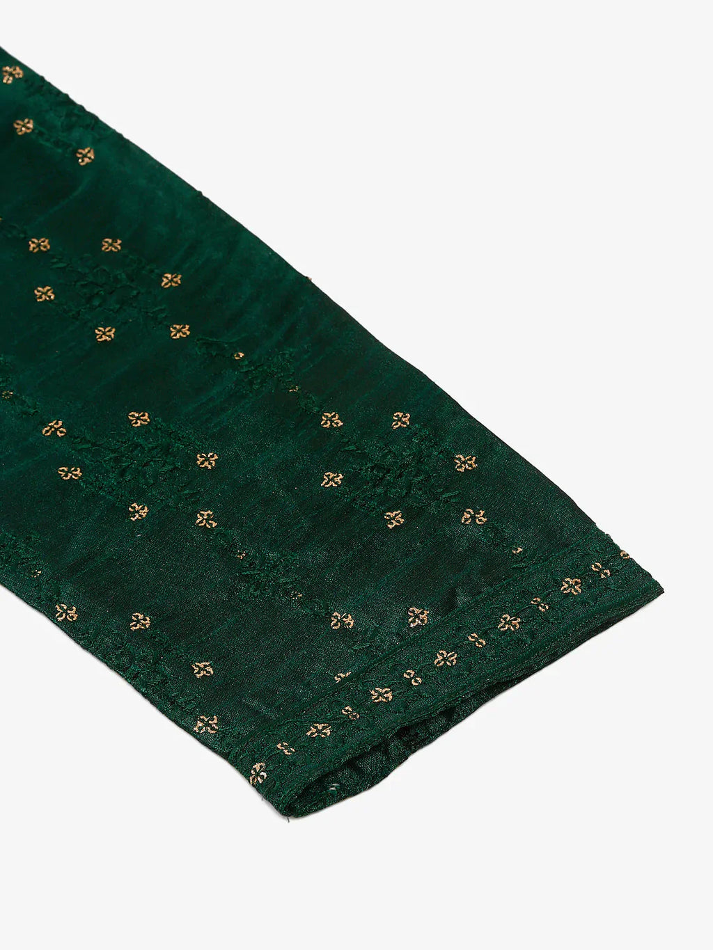 Jompers Men's Silk Blend Collar Embroidered Kurta Pyjama Set - Green