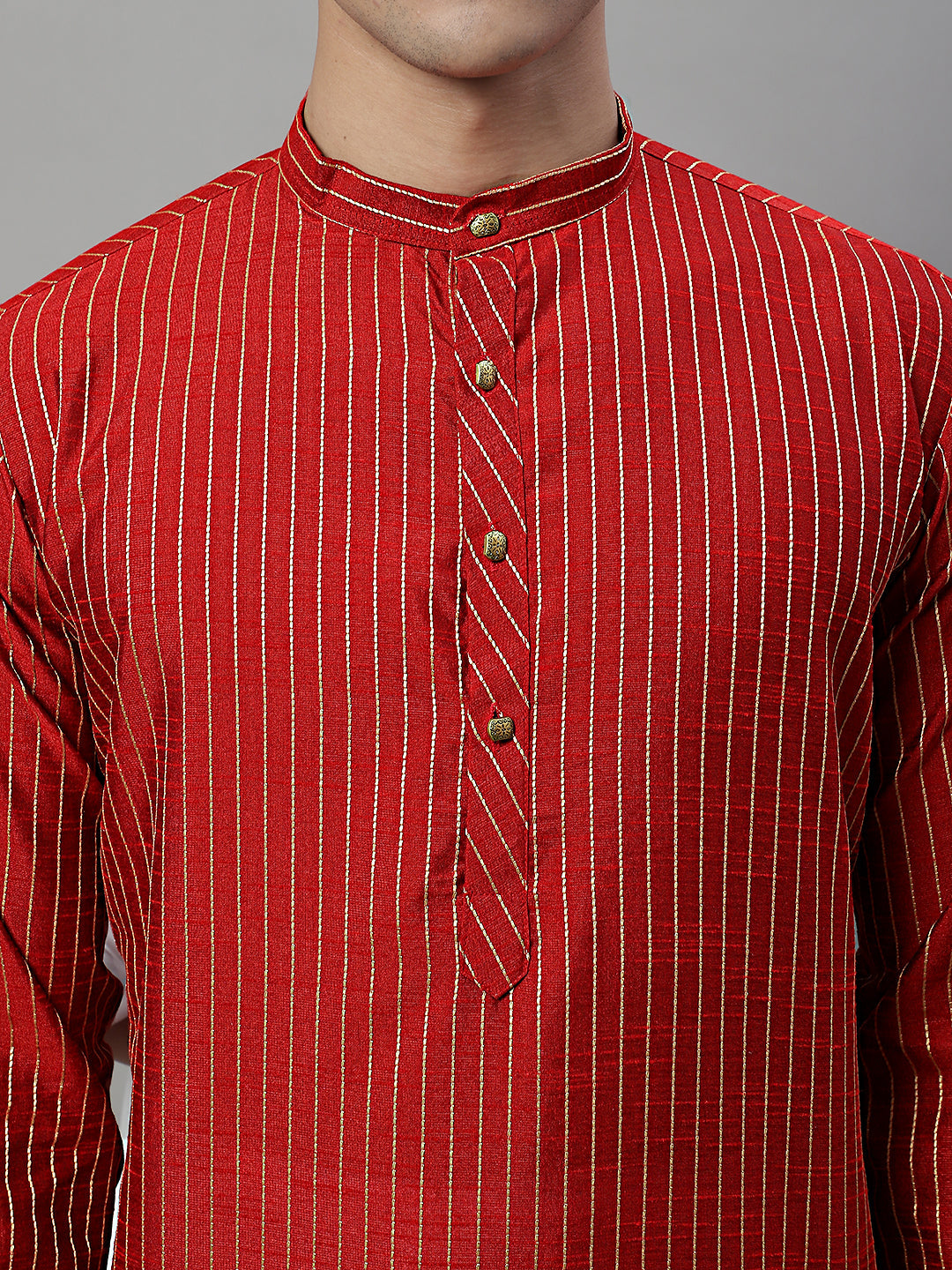 Jompers Men's Maroon Embroidered Kurta with Pyjamas