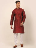 Jompers Men's Maroon Paisley Printed Kurta with Pyjama